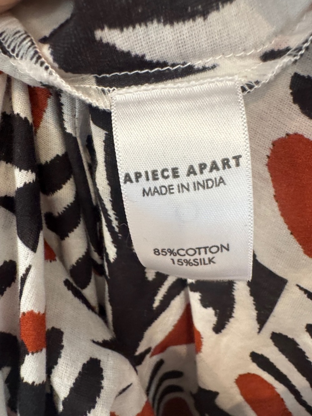 Apiece Apart Printed Drawstring Waist Dress - Rust & Black Leaf Print - Picture 3 of 7